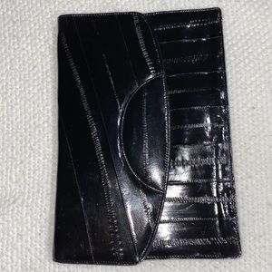 Leather of the Sea Black Eel Skin Clutch Bag Circa 1981